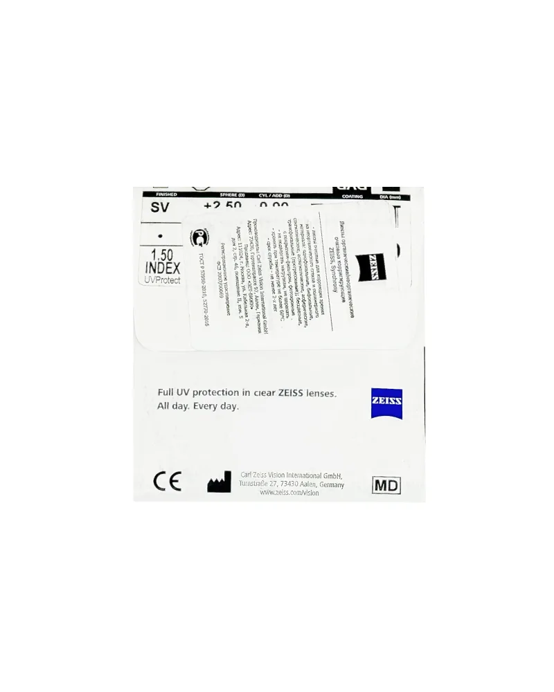 Линза для очков ZEISS Single Vision 1.5 DuraVision Platinum UV, 1 шт