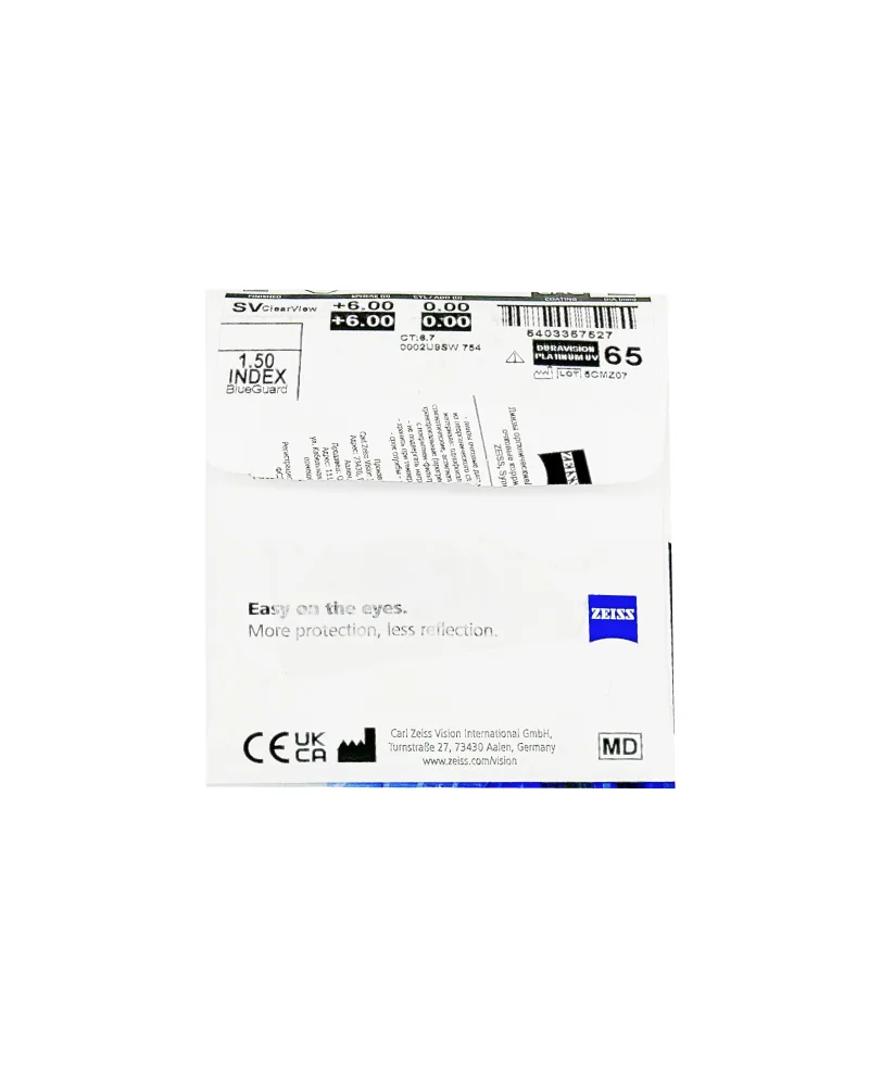 Линза для очков ZEISS Single Vision ClearView 1.5 BlueGuard Platinum UV, 1 шт