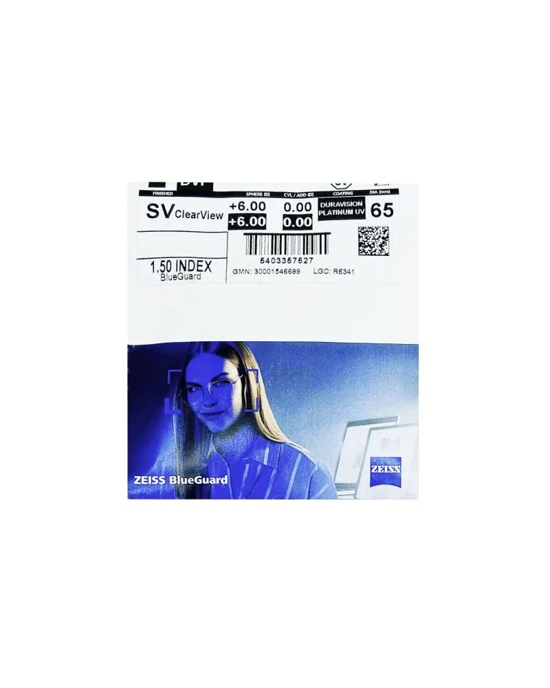 Линза для очков ZEISS Single Vision ClearView 1.5 BlueGuard Platinum UV, 1 шт